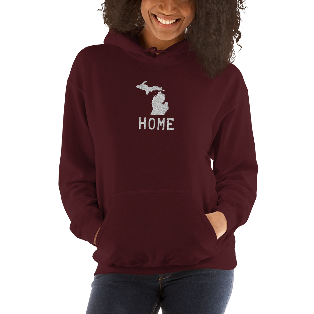 Michigan 'Home' Hoodie (Licence Plate Font) | Unisex Standard - Emb.