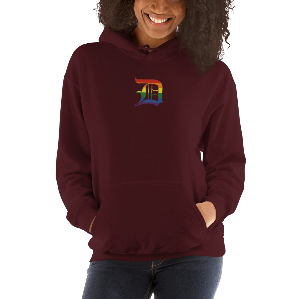 Detroit 'Old English D' Hoodie (Rainbow Pride Edition) | Unisex Standard - Emb.