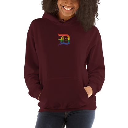 Detroit 'Old English D' Hoodie (Rainbow Pride Edition) | Unisex Standard - Emb.