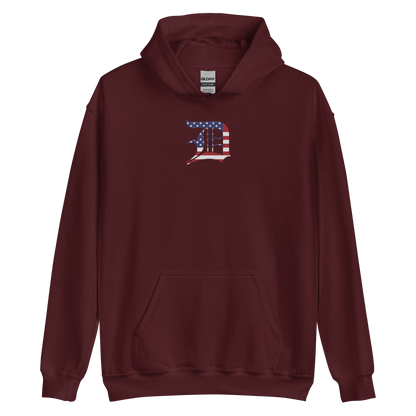 Detroit 'Old English D' Hoodie (Patriotic Edition) | Unisex Standard - Emb.