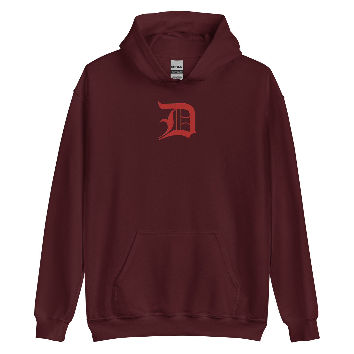 Detroit 'Old English D' Hoodie (Aliform Red) | Unisex Standard - Emb.