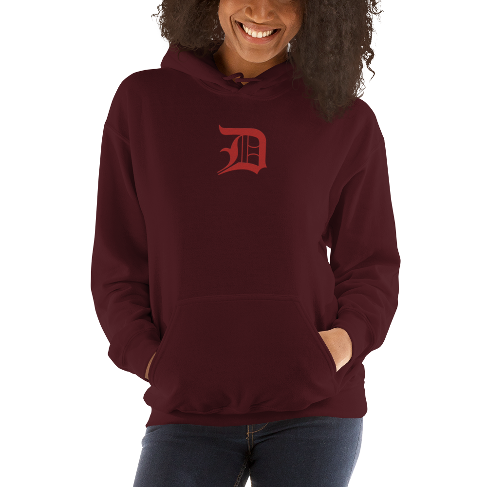 Detroit 'Old English D' Hoodie (Aliform Red) | Unisex Standard - Emb.