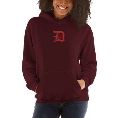 Detroit 'Old English D' Hoodie (Aliform Red) | Unisex Standard - Emb.