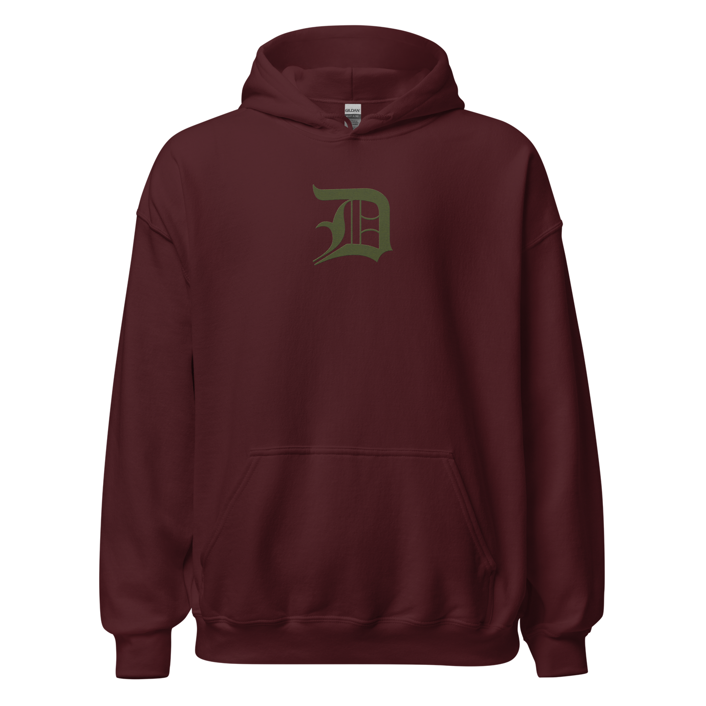 Detroit 'Old English D' Hoodie (Army Green) | Unisex Standard - Emb.