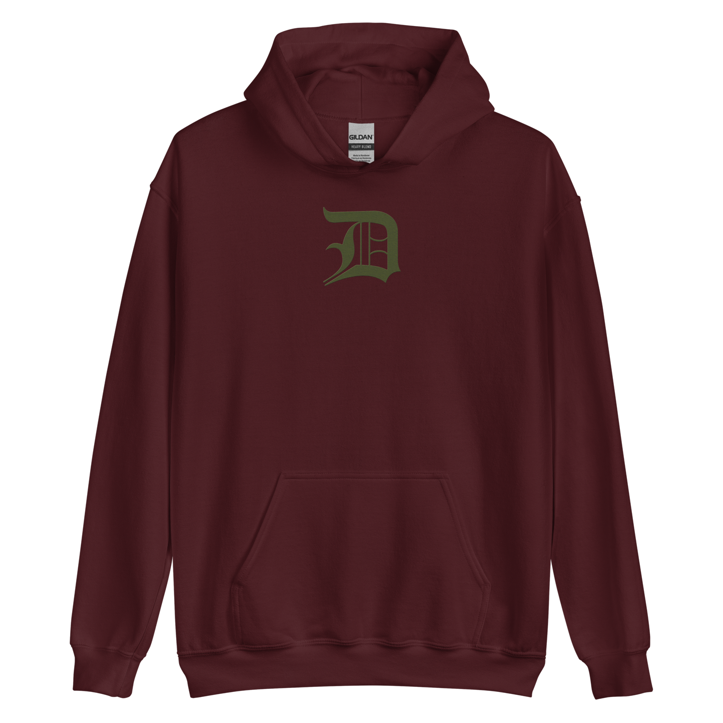 Detroit 'Old English D' Hoodie (Army Green) | Unisex Standard - Emb.