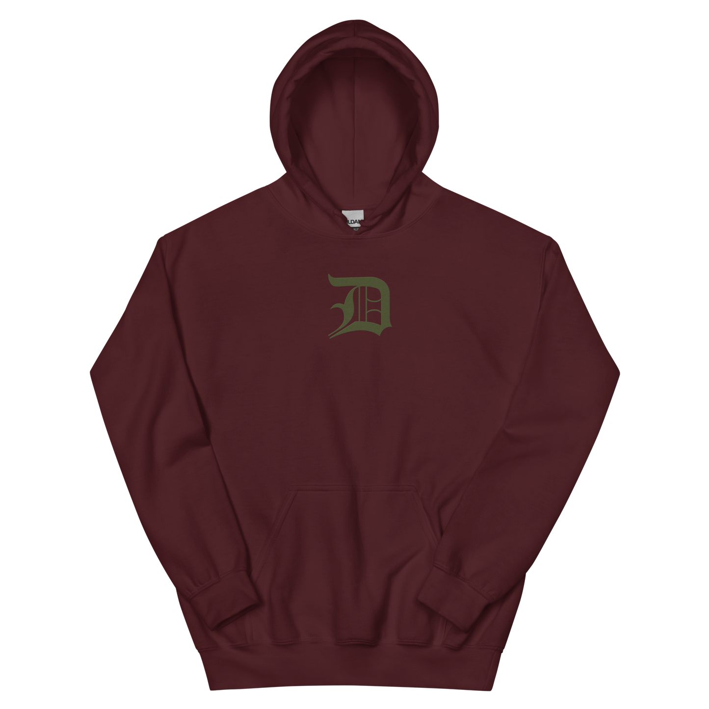 Detroit 'Old English D' Hoodie (Army Green) | Unisex Standard - Emb.