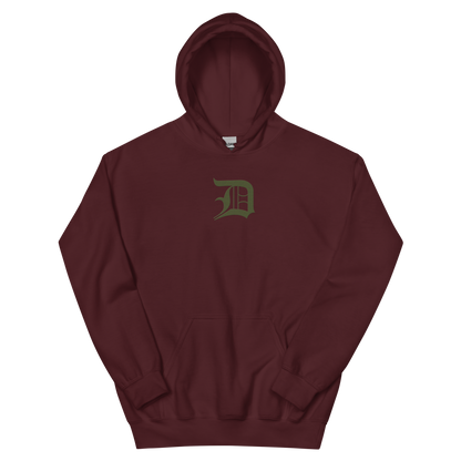 Detroit 'Old English D' Hoodie (Army Green) | Unisex Standard - Emb.