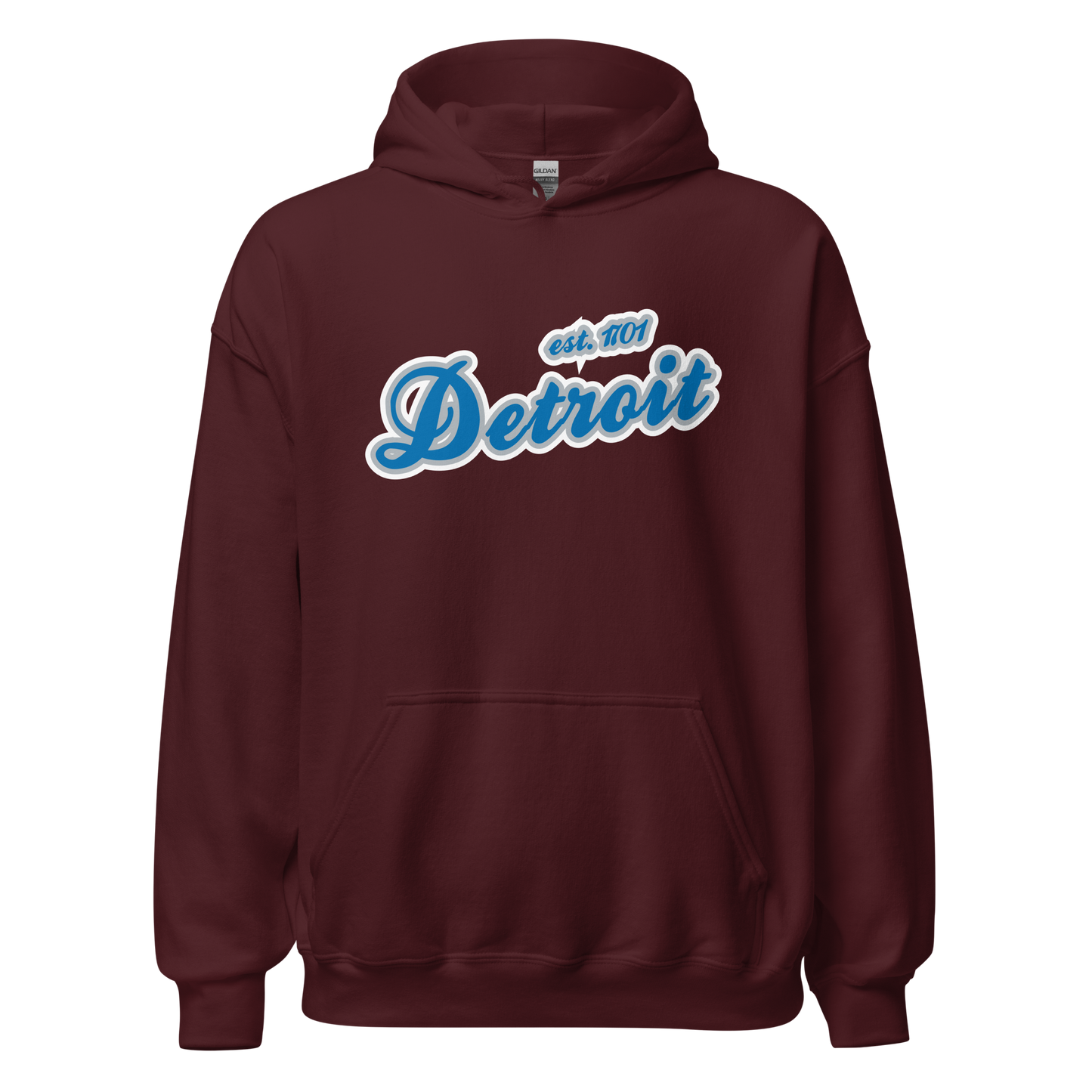 'Detroit EST. 1701' Hoodie (Azure Script Font) | Unisex Standard