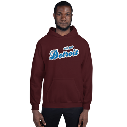 'Detroit EST. 1701' Hoodie (Azure Script Font) | Unisex Standard