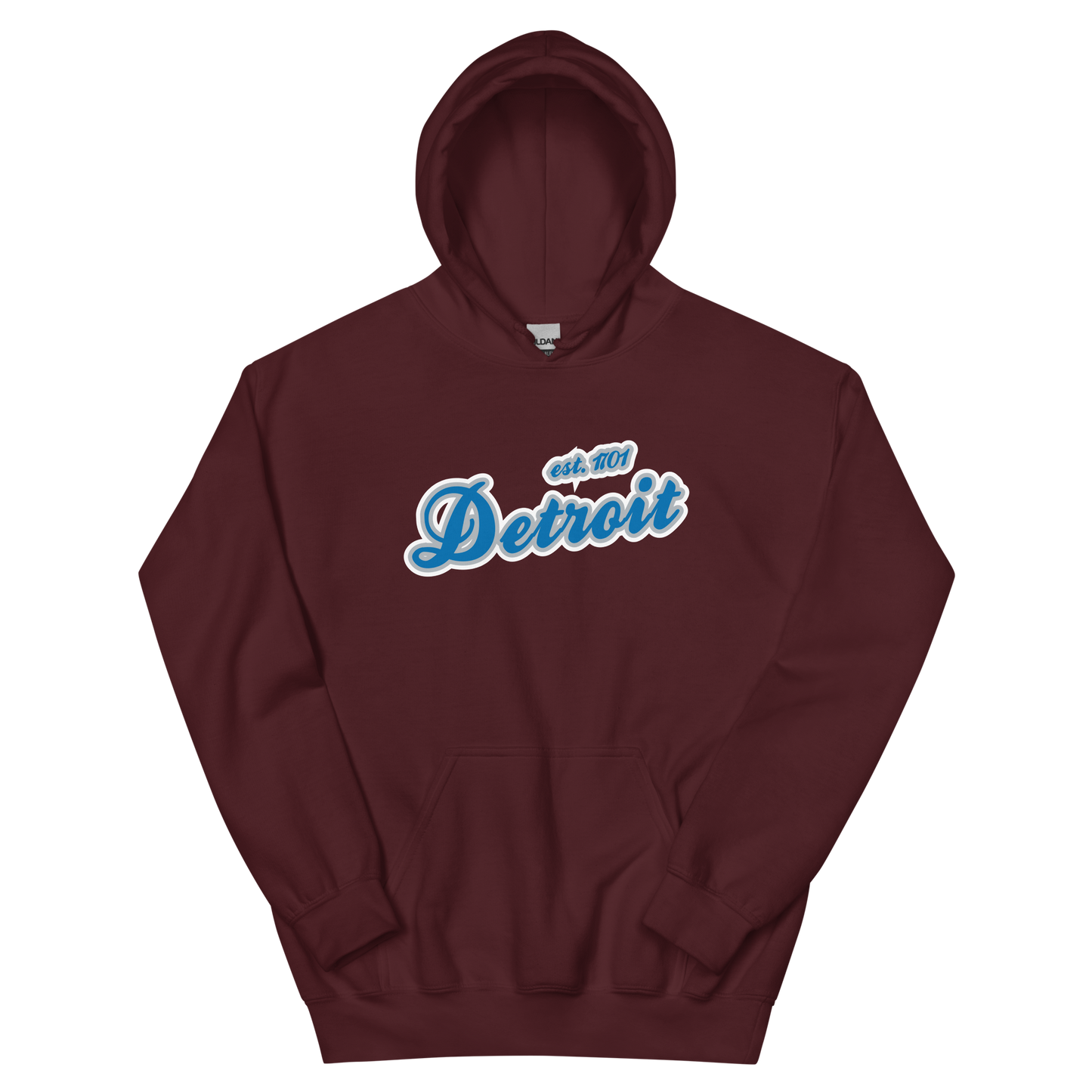 'Detroit EST. 1701' Hoodie (Azure Script Font) | Unisex Standard