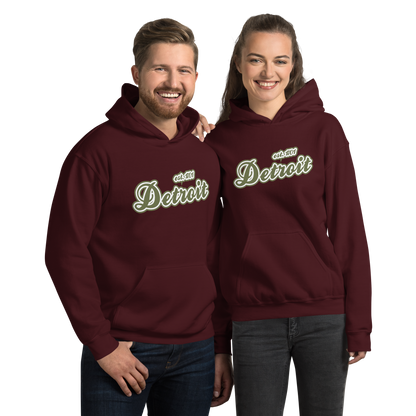 'Detroit EST. 1701' Hoodie (Army Green Script Font) | Unisex Standard