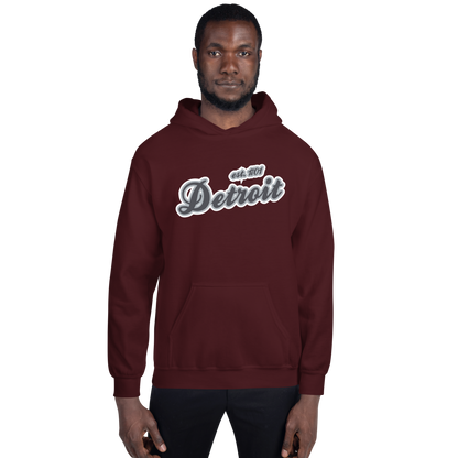 'Detroit EST. 1701' Hoodie (Iron Ore Grey Script Font) | Unisex Standard