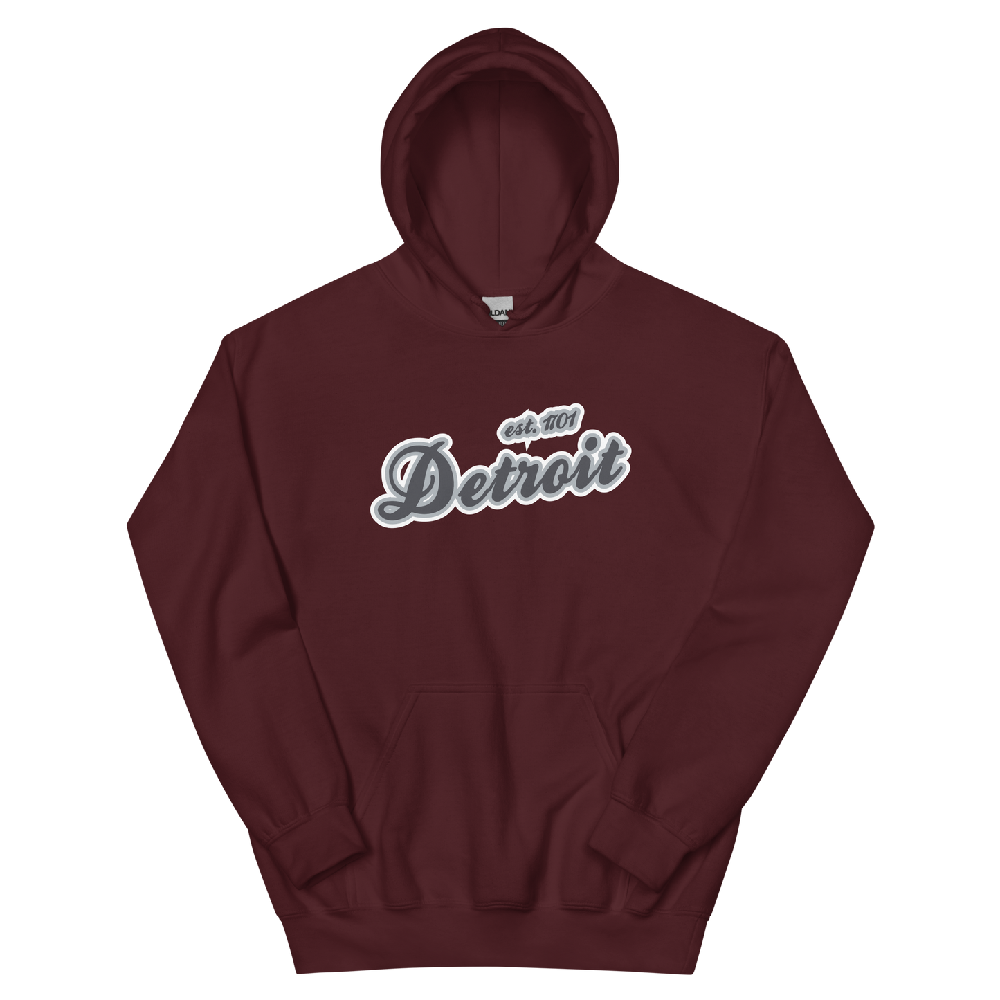 'Detroit EST. 1701' Hoodie (Iron Ore Grey Script Font) | Unisex Standard