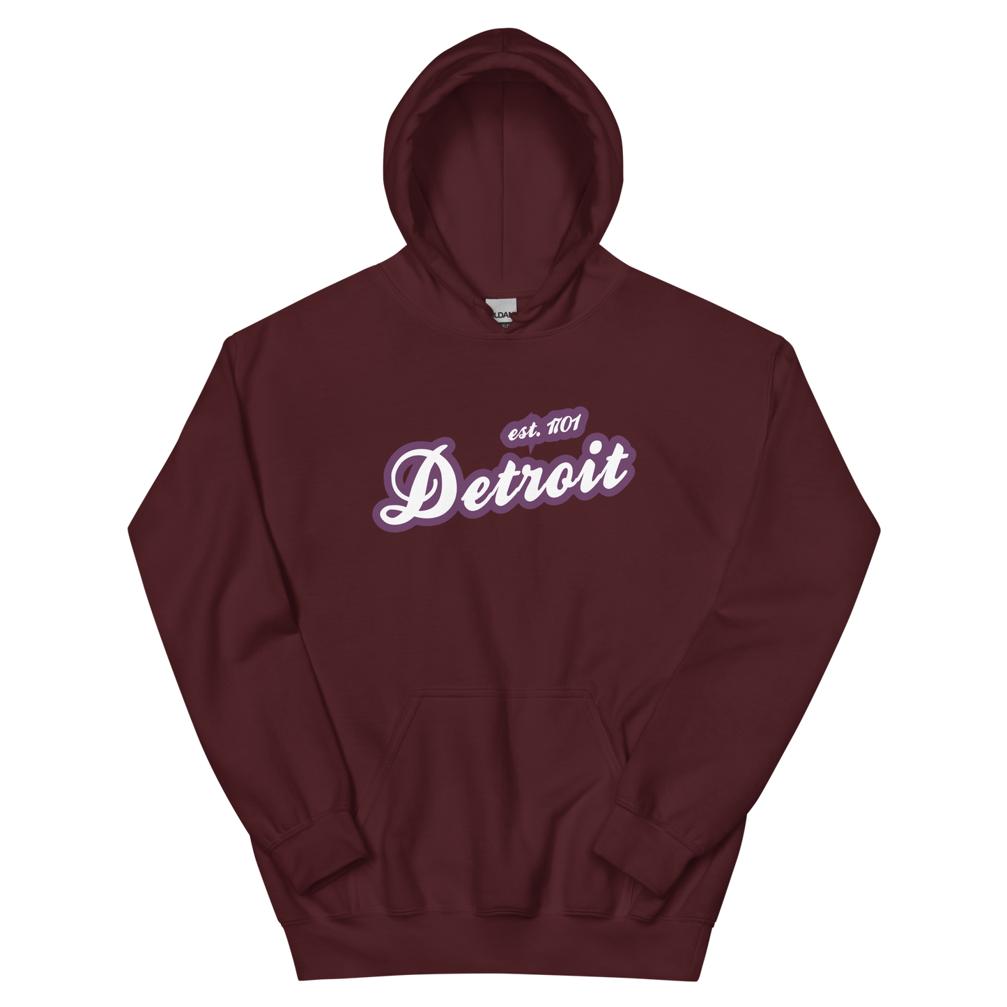 'Detroit EST. 1701' Hoodie (Plum Script Font) | Unisex Standard