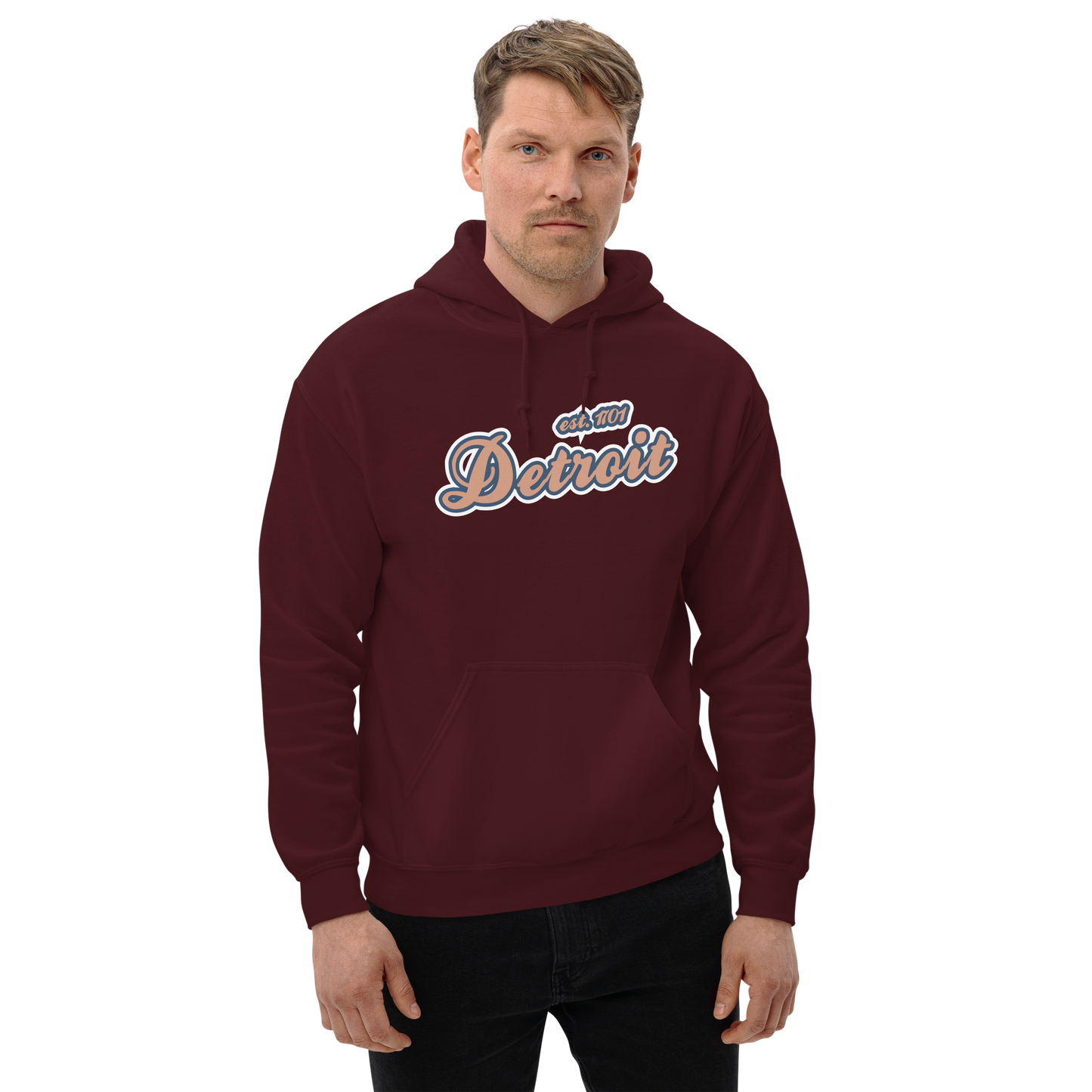 'Detroit EST. 1701' Hoodie (Copper Script Font) | Unisex Standard