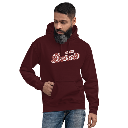 'Detroit EST. 1701' Hoodie (Ore Dock Red Script Font) | Unisex Standard