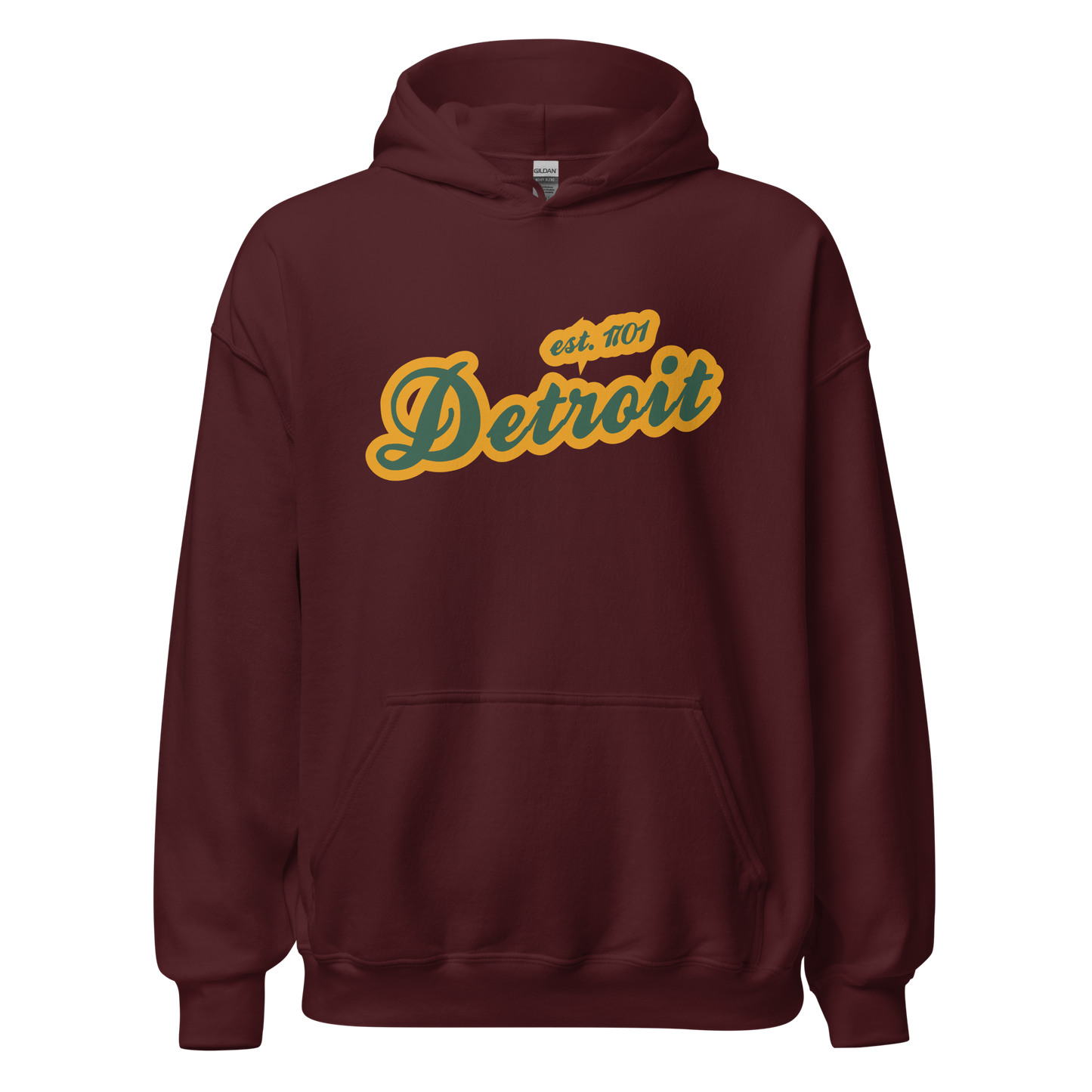 'Detroit EST. 1701' Hoodie (Ginger Ale Green Script Font) | Unisex Standard