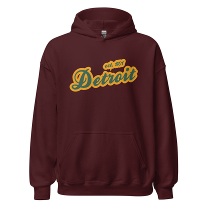 'Detroit EST. 1701' Hoodie (Ginger Ale Green Script Font) | Unisex Standard