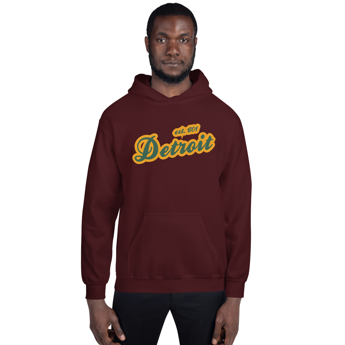 'Detroit EST. 1701' Hoodie (Ginger Ale Green Script Font) | Unisex Standard