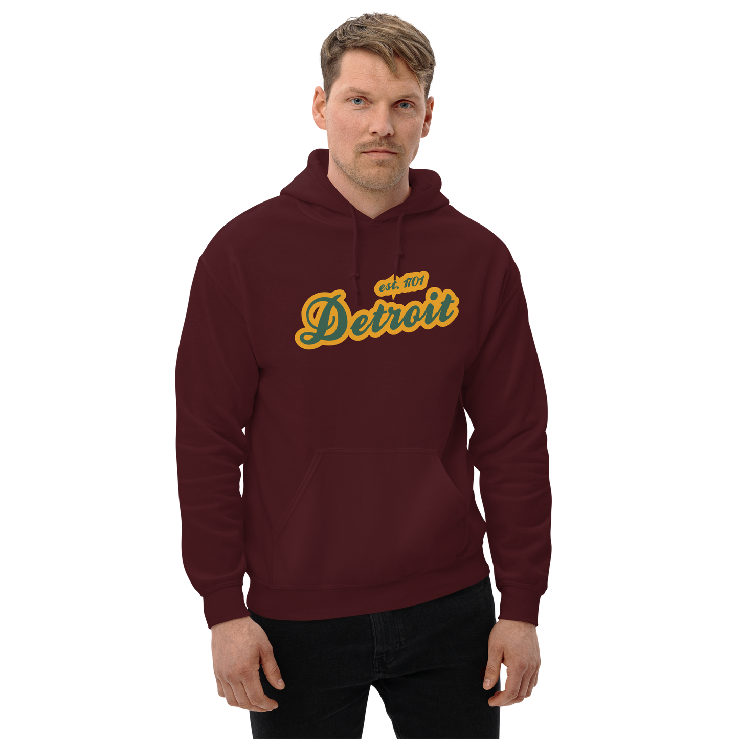 'Detroit EST. 1701' Hoodie (Ginger Ale Green Script Font) | Unisex Standard