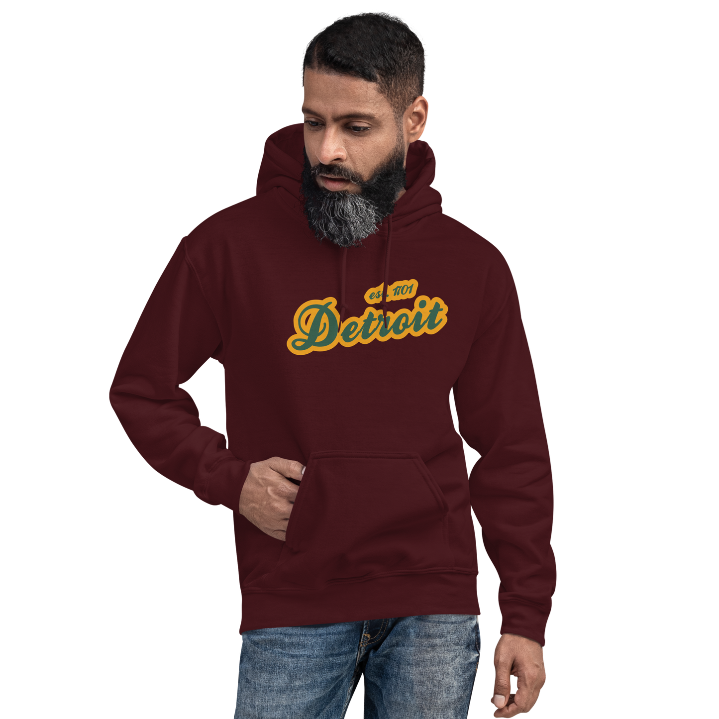 'Detroit EST. 1701' Hoodie (Ginger Ale Green Script Font) | Unisex Standard