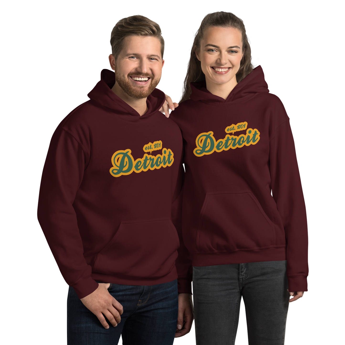 'Detroit EST. 1701' Hoodie (Ginger Ale Green Script Font) | Unisex Standard