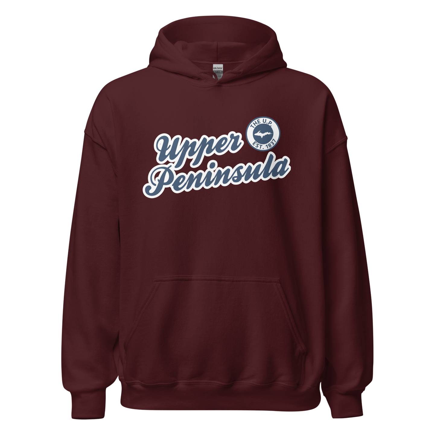 'Upper Peninsula EST. 1837' Hoodie (Navy Script Font) | Unisex Standard