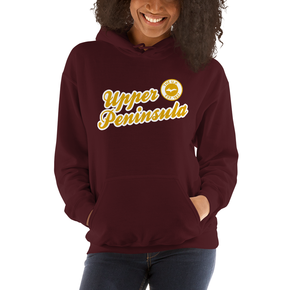 'Upper Peninsula EST. 1837' Hoodie (Gold Script Font) | Unisex Standard