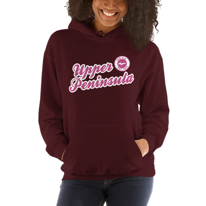 'Upper Peninsula EST. 1837' Hoodie (Apple Blossom Pink Script Font) | Unisex Standard