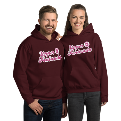 'Upper Peninsula EST. 1837' Hoodie (Apple Blossom Pink Script Font) | Unisex Standard