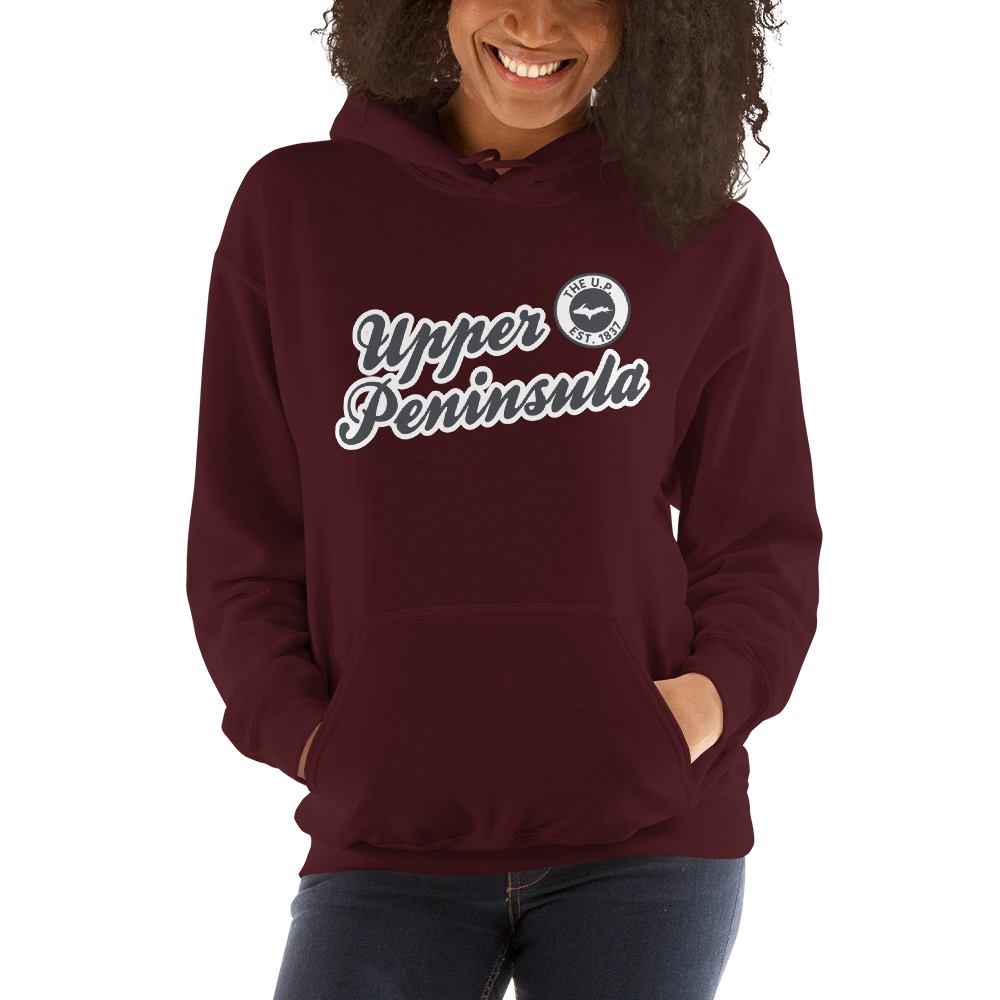 'Upper Peninsula EST. 1837' Hoodie (Iron Ore Grey Script Font) | Unisex Standard