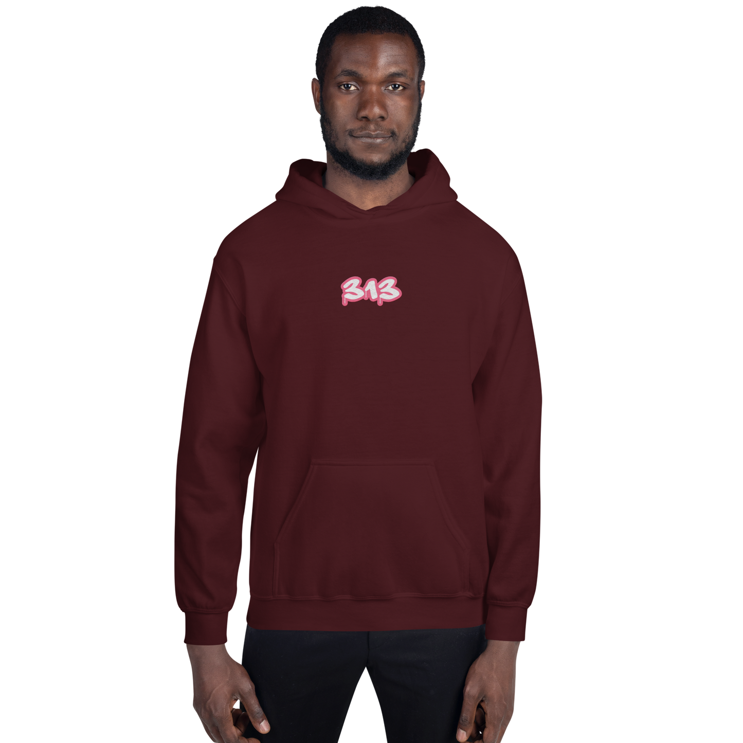 Detroit '313' Hoodie (Rhodochrosite Pink) | Unisex Standard - Emb.