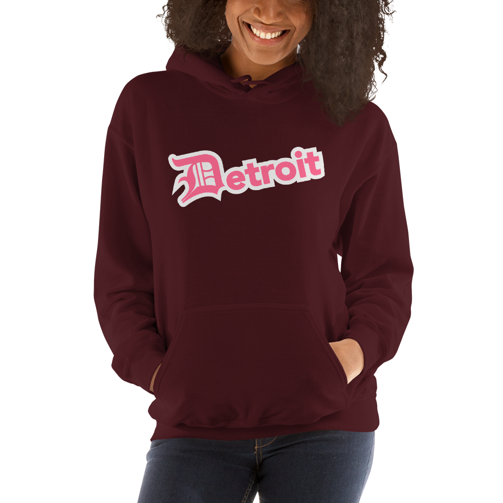 'Detroit' Hoodie (Rhodochrosite Pink w/ Old English 'D') | Unisex Standard