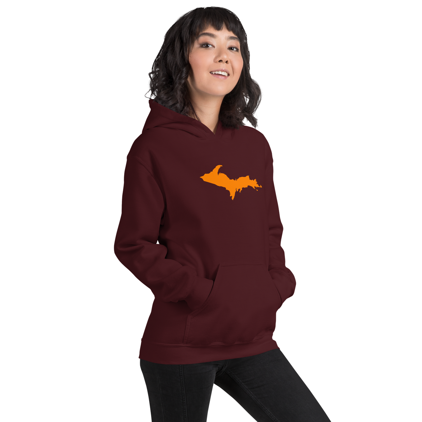 Michigan Upper Peninsula Hoodie (w/ Orange UP Outline) | Unisex Standard