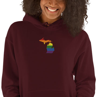 Michigan Hoodie (w/ MI Rainbow Pride Flag) | Unisex Standard - Emb.