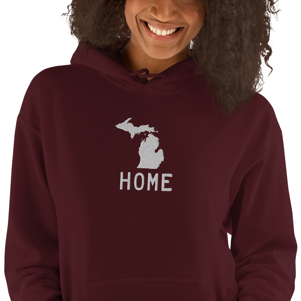 Michigan 'Home' Hoodie (Licence Plate Font) | Unisex Standard - Emb.