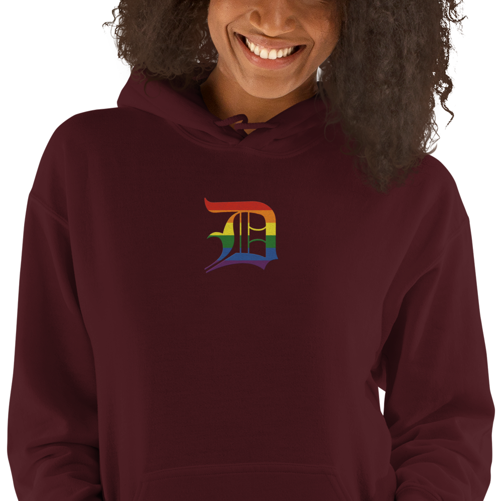 Detroit 'Old English D' Hoodie (Rainbow Pride Edition) | Unisex Standard - Emb.