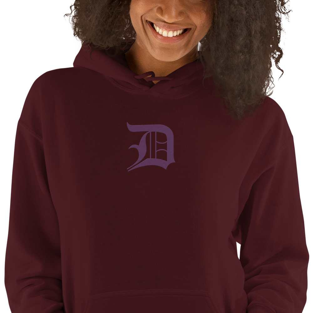 Detroit 'Old English D' Hoodie (Plum) | Unisex Standard - Emb.