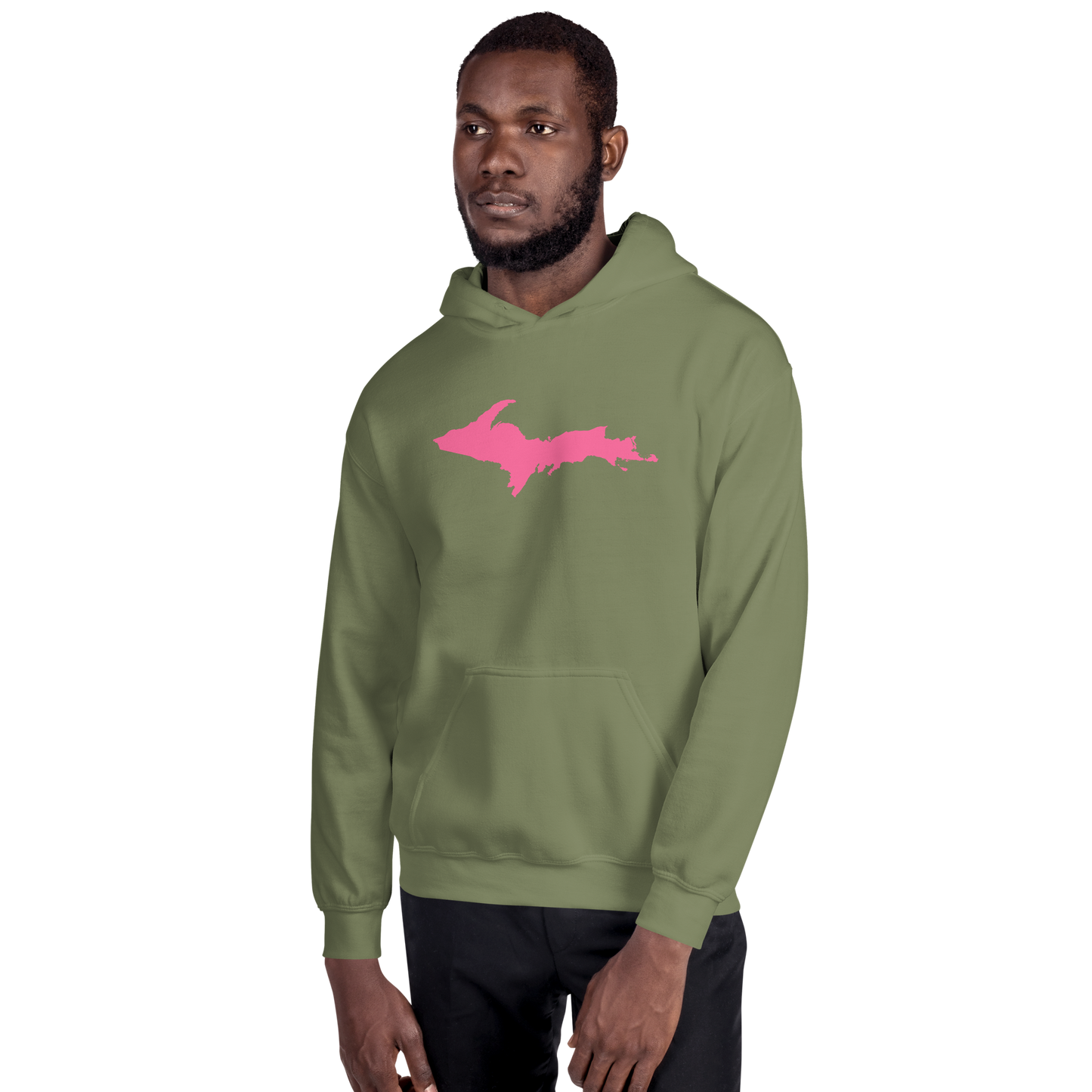 Michigan Upper Peninsula Hoodie (w/ Pink UP Outline) | Unisex Standard