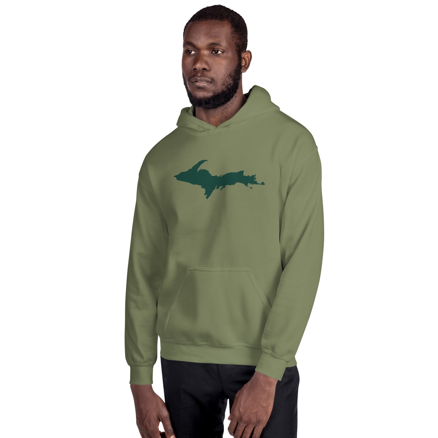 Michigan Upper Peninsula Hoodie (w/ Green UP Outline) | Unisex Standard