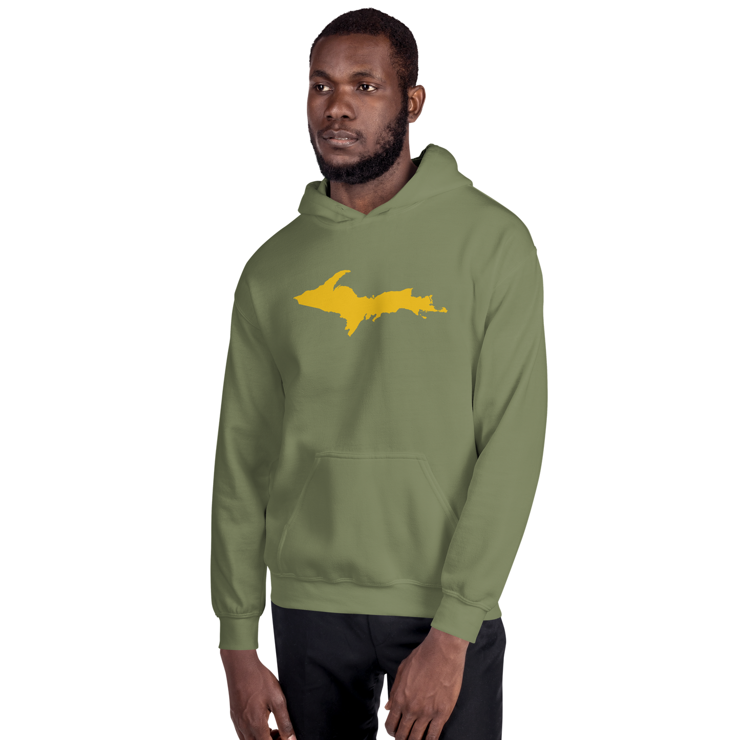 Michigan Upper Peninsula Hoodie (w/ Gold UP Outline) | Unisex Standard