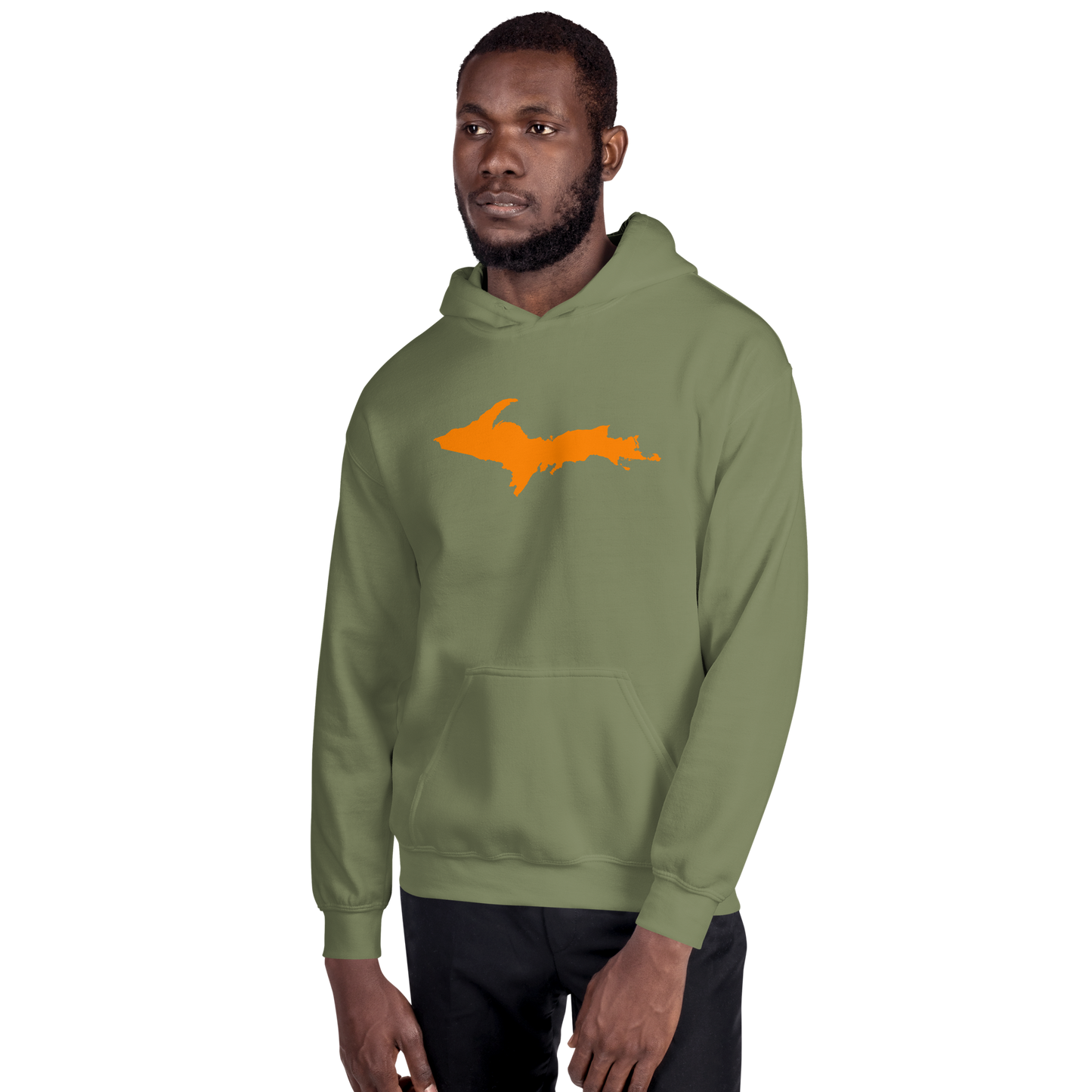 Michigan Upper Peninsula Hoodie (w/ Orange UP Outline) | Unisex Standard