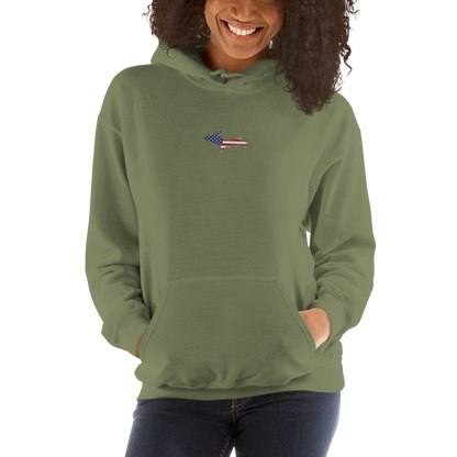 Michigan Upper Peninsula Hoodie (w/ Embroidered UP USA Flag Outline) | Unisex Standard