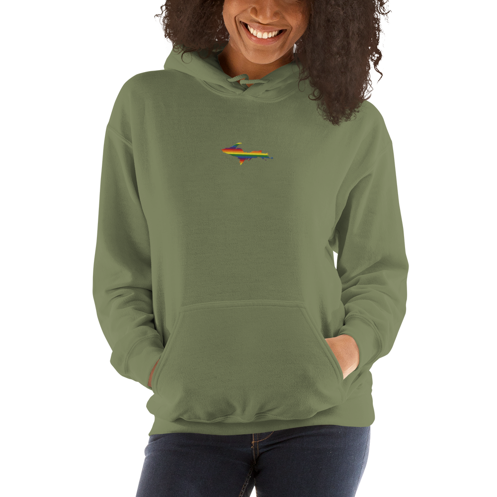 Michigan Upper Peninsula Hoodie (w/ Embroidered UP Pride Flag Outline) | Unisex Standard