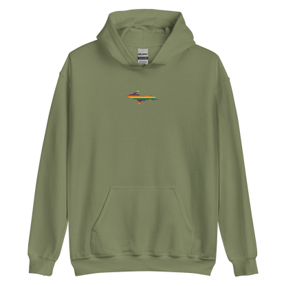 Michigan Upper Peninsula Hoodie (w/ Embroidered UP Pride Flag Outline) | Unisex Standard