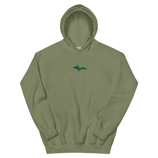 Michigan Upper Peninsula Hoodie (w/ Embroidered Green UP Outline) | Unisex Standard