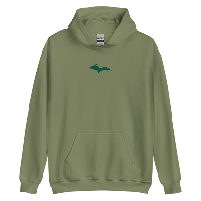 Michigan Upper Peninsula Hoodie (w/ Embroidered Green UP Outline) | Unisex Standard