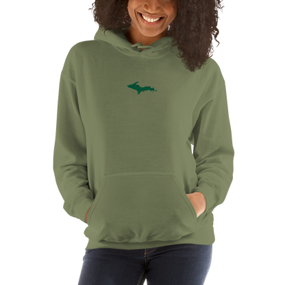 Michigan Upper Peninsula Hoodie (w/ Embroidered Green UP Outline) | Unisex Standard