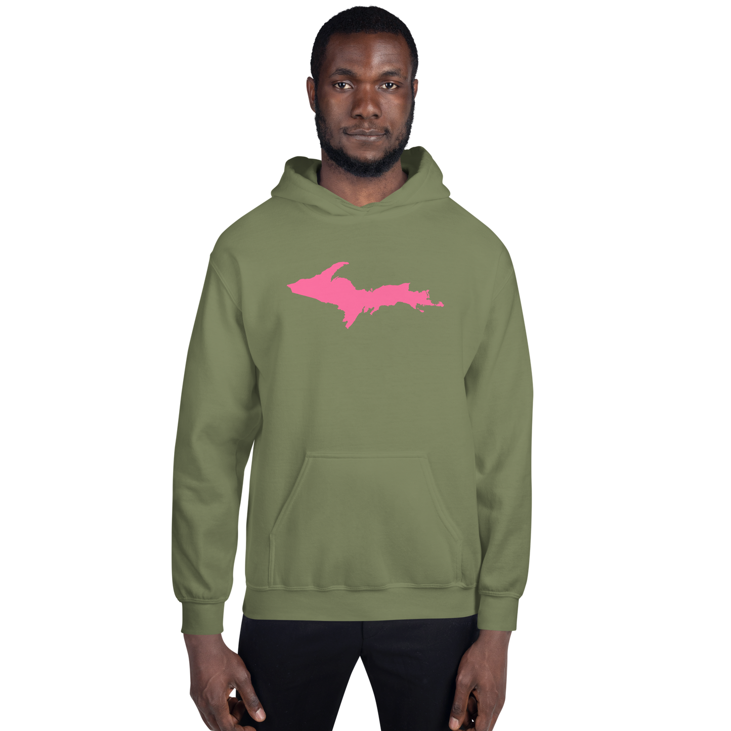 Michigan Upper Peninsula Hoodie (w/ Pink UP Outline) | Unisex Standard