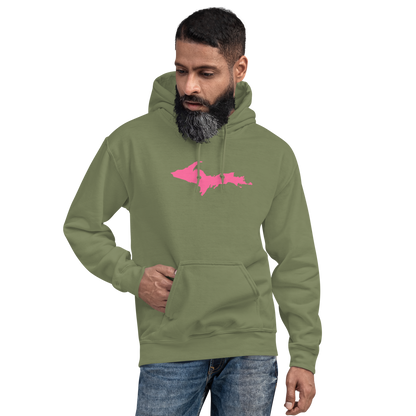 Michigan Upper Peninsula Hoodie (w/ Pink UP Outline) | Unisex Standard